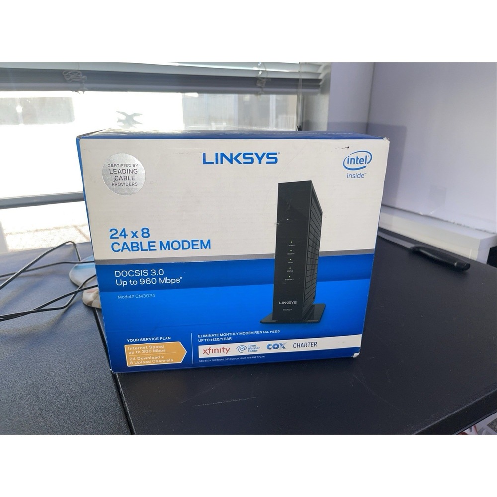 LINKSIS 24X8 DOCSIS 3.0 Model #CM3024. Cable Modem Open Box - Picture 2 of 7